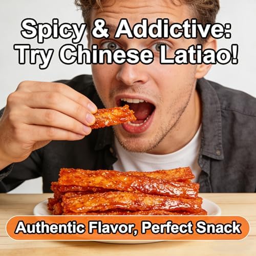 4 Pcs Latiao Spicy Gluten Strips,Chinese Special Casual Spicy Snack Food, Made From Wheat/Chili/Spice, Low Sugar and Low Calories, Best Vegan,Casual Office Outdoor Parties Snacks(100gx4) (4-pack-1)