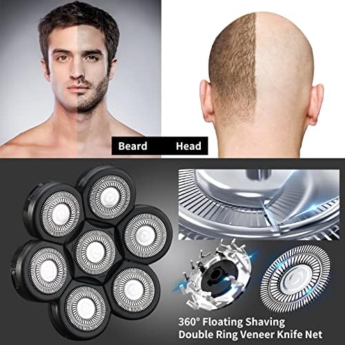 7D Black Electric Razor Replacement Blades - Universal 7 Blade Head Shaver for Men