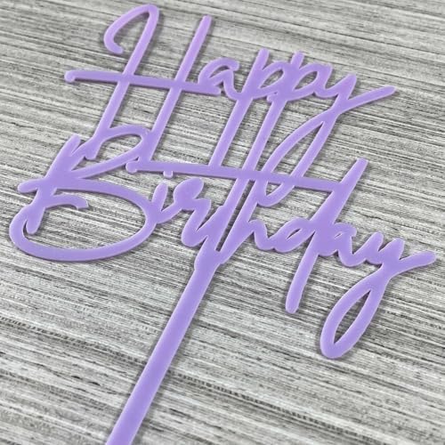 JIEEIN Happy Birthday Cake Topper - Birthday Party Decoration, Purple Acrylic