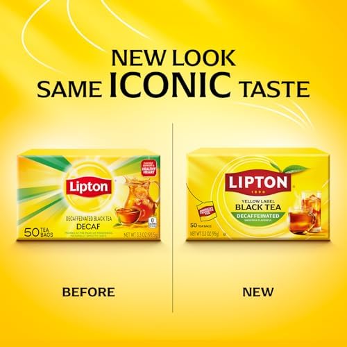 Lipton Decaf Black Tea Bags, Hot or Iced Caffeine Free Tea, 50 Tea Bags