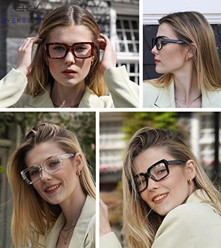 Eyekepper 4 Pack Ladies Reading Glasses - Stylish Oversized Square Readers for Women +3.00