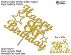 86 Birthday Cake Topper Gold Glitter, Party Decoration Ideas, Premium Quality, Sturdy Doubled Sided Glitter, Acrylic Stick. Made in USA (86th)