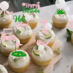Rsstarxi 30 Pack Golf Hole in One Cupcake Toppers Golf 1st Birthday Cupcake Picks Flag Ball Carts Golf First Birthday Cake Decorations for Girls Baby Shower Golf Party Decorations Pink