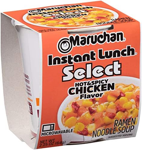 Maruchan Instant Lunch Select Hot and Spicy Chicken Flavor, 2.25 Oz, Pack of 12