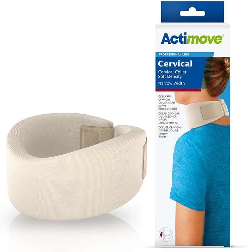 Actimove Professional Cervical Soft Density | Soft Foam Neck Brace for Sleeping - Relieves Neck Pain & Spine Pressure, Neck Collar Brace Support After Whiplash or Injury | White, Narrow, Medium