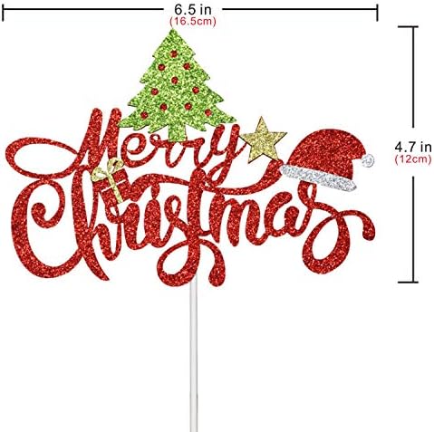 Merry Christmas Cake Topper Color Glitter Christmas Party Cake Decoration