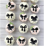 40pcs Edible Black Bowknot Cupcake Toppers Wafer Paper Bowknot Cake Dessert Picks Bowknot Drink Topper Baby Shower Princess Cupcake Toppers for Birthday Party Decoration Supplies