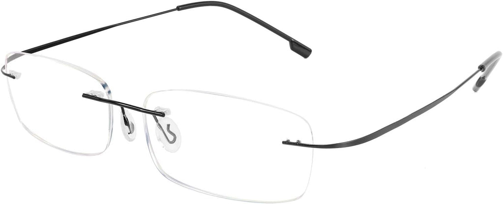 FEISEDY Lightweight Rimless Titanium Stainless Steel Anti-Blue Light Reading Glasses B2686