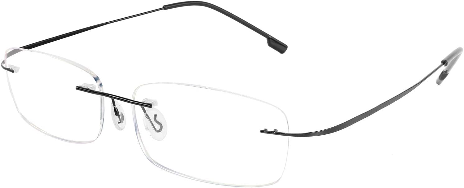 FEISEDY Lightweight Rimless Titanium Stainless Steel Anti-Blue Light Reading Glasses B2686