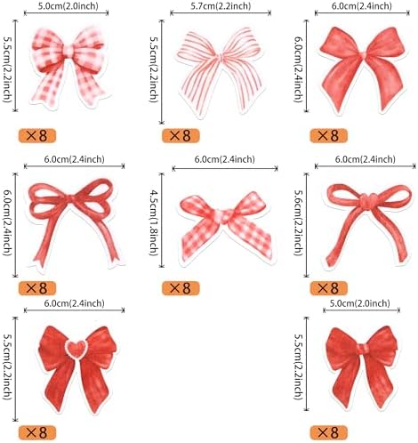 Rsstarxi 64 Pack Edible Bow Cupcake Toppers Rice Paper Red Bowknot Cupcake Picks for Bow Tie Theme Bridal Baby Shower Birthday Wedding Christmas New Years Eve Party Cake Decorations Supplies