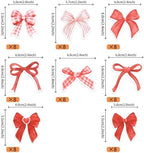 64 PCS Edible Bow Cupcake Toppers Bowknot Ribbons Bow Girls Birthday Cake Decorations Edible Bow Cake Toppers Bowknot Cupcake Picks for Wedding Birthday Baby Shower Chrsitmas Party Supplies Red