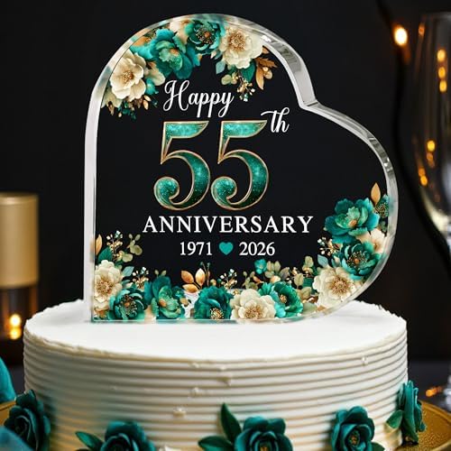 55th Wedding Anniversary Acrylic Cake Topper, 55 th Anniversary Decorations, 55 Wedding Topper, 55 Years Of Married Gifts (55th Anniversary Cake topper 2026)