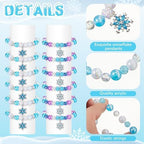 Ecally 12 Pcs Snowflake Party Favors Snowflake Beaded Bracelet Bulk Winter Christmas Party Supplies Jewelry Princess Birthday Prize Gifts for Girls Women