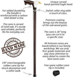 Asterom Hand-Painted Wooden Carved Walking Cane for Men - Bald Eagle - Unique Wood Cane Stylish Walking Stick