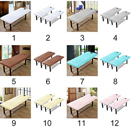 EKDJKK Massage Table Sheet, Massage Bed Cover with Face Hole, Fitted Sheets Washable Reusable Massage Table Cover(White, 2PC)