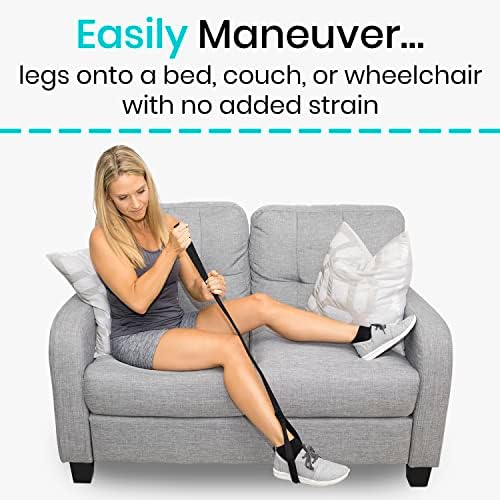 Vive Leg Lifter Strap (44 Inch) - Rigid Foot Loop, Hand Grip for Adult, Senior, Elderly, Handicap, Disability, Pediatrics - Long Band Mobility Aid for Car, Bed, Couch, Hip Replacement, Wheelchair