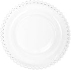 Zerodeko Pearl Beaded Edge Glass Fruit Plate 10-inch Salad and Dessert Plate Household Tableware for Snacks and Entertaining