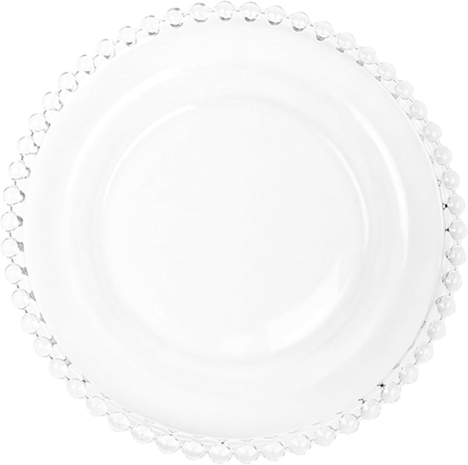Zerodeko Pearl Beaded Edge Glass Fruit Plate 10-inch Salad and Dessert Plate Household Tableware for Snacks and Entertaining