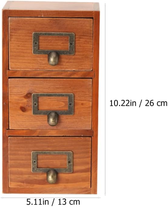 KOMBIUDA 1pc Multipurpose Wooden Desktop Storage Box Sundries Container with Drawer Design for Organizing Office Kitchen and Living Supplies