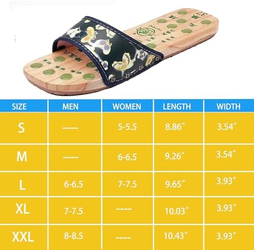Reflexology Foot Massager Slipper Acupuncture Massage Sandals with Natural Jade Acupoint Massage Shiatsu for Foot Pain Relief Suit for Men and Women (M) 37 Black Butterfly