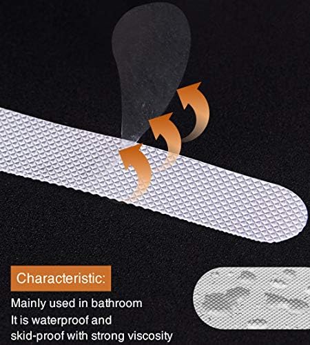 Original Anti-Slip Shower Stickers for Bathtub & Shower Floor, Strong Adhesive Safety Strips with Scraper Ideal for Families with Kids, Adults & Seniors, 24 PCS (Clear)