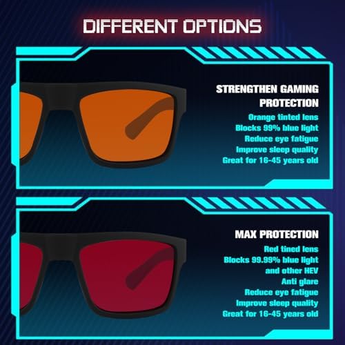 Blue Light Gaming Glasses for Men & Women, Anti Harmful Blue Light for Computer & Gaming, Amber Lenses Anti Eyestrain
