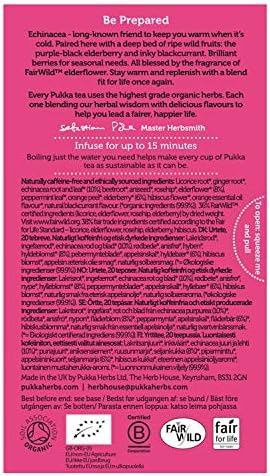 Pukka Elderberry & Echinacea Organic Herbal Tea, Perfect for Wellness Support, Caffeine Free, 20 Total Tea Bags (Pack of 2)