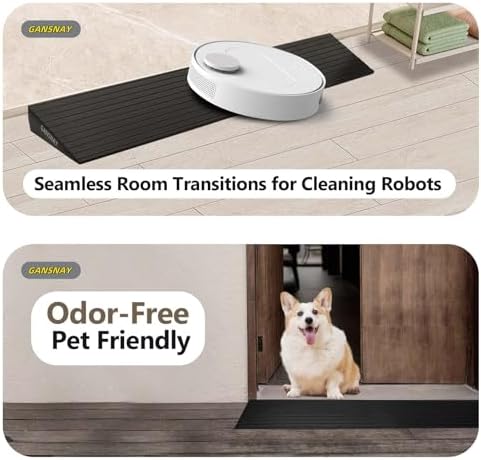Threshold Ramp for Doorways 1.6" Rise- Odorless Indoor Entry Ramp- Non-Slip& Cuttable Handicap Ramp for Wheelchairs, Robot Vacuum Cleaners, Scooters, Strollers- Black- 1.6″Rise (31.5″×7.9″)