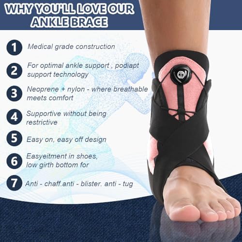 Ankle Brace for youth, Adjustable straps, strong Velcro, protect ankles, for basketball, football, volleyball, running, for left & right, Men US 8, Women US 9.5(Pink) (M)