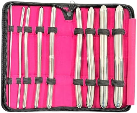 Premium German Hegar Dilator Sounds Set 9 Pcs Ultra Smooth Finish Double Ended, Stainless Steel,Temperature Control,Autoclavable,Compact Storage Case.