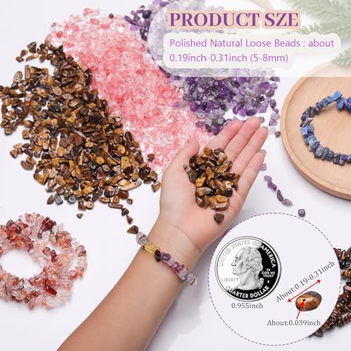 400pcs Natural Chip Stone Beads for Jewelry Making Blue Agate 5-8mm Irregular Gemstones Healing Crystal Loose Rocks Bead Hole Drilled for Ring Earrings Necklace Bracelet Making DIY Art Crafts