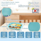 EZ Assistive Adaptive Utensils Deep plate with Lid, Extra Wall and Spill-proof Melamine Divided Plate, Non-slip Diner Wares for Elderly (Melamine 4-Compartment Dinner plate with Lid)