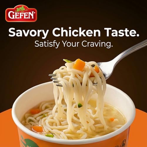 Gefen Gluten Free Instant Rice Noodle Soup Cup 2.3oz (12 Pack) | No MSG, Imitation Chicken Soup Flavor, Made with Rice Noodles, Dairy Free, Meat Free, Kosher, Just Add Hot Water & Serve