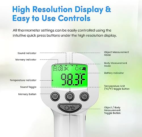 Medical Grade FSA-HSA Eligible Heavy Duty Touchless Infrared Forehead Thermometer, for Adults & Baby Digital Thermometer Gun, 1s Instant Results