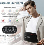 CUEHEAT Heated Waist Belt - Cordless Heating Pad for Low Back, Electrical Heating and Massage, Rechargeable Battery Powered