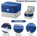 Travel Medicine Bag Organizer, Portable Medical Bag Empty, for Home, Travel, Camping, Car, Hiking & Outdoor Emergencies, Emergency Medical Kits (Blue)