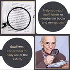 Feosky Handheld Reading Magnifier, 10X Magnifier, 75mm Shatterproof Lens, Non-Slip Handle for Adults Close Work, Seniors Reading and Nature Exploration, Hobby Observation(Silver)