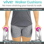 Vive Walker Handle Cushions - Padded Hand Covers - Soft Cushion Padding Medical for Folding Rolling Wheelchair, Rollator Handle, Senior, Elderly Grippers - Crutch Handle Pad Grips - Mobility Aid