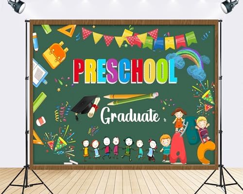 Trykid 6x4ft Congrats Grad Photography Backdrop Preschool Graduate Colorful Chalkboard School Supplies Rainbow Graduation Party Decoration Class of 2026 Banner Photoshoot Studio Props Fabric