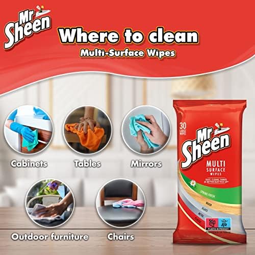 Mr Sheen Ultra Effective Wipes Spring Meadow, Pack of 10