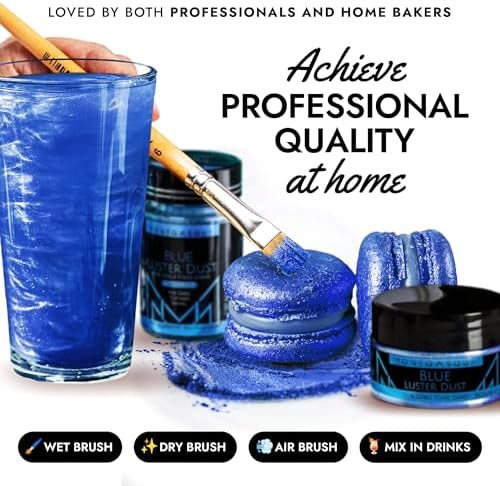 MONÉGASQUE Blue Edible Glitter for Drinks 15g – Edible Glitter for Cakes & Cocktails - Blue Luster Dust for Cocktail, Cake Decorating, & Food Spray - Strawberries & Drink Shimmer Decorations