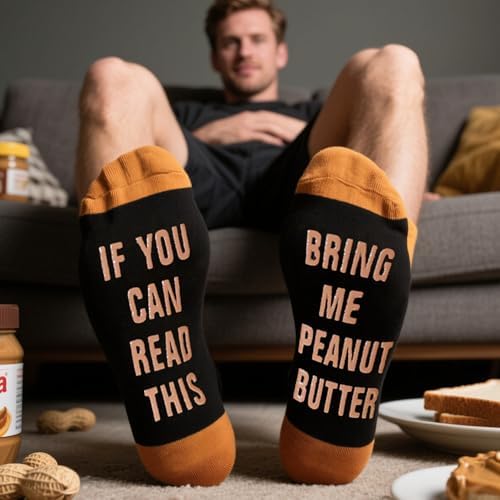 GOLIN If You Can Read This Funny Saying Non-Slip Socks, Novelty Gifts for Men Women Teens Food Lover
