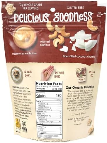 Nature's Path Organic Coconut & Cashew Butter Granola, 11 oz (Pack of 1), Gluten Free, Non-GMO