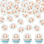 40Pcs Edible Circle Boy or Girl Baby Bears Cupcake Toppers for Gender Reveal Boy-Girl Twins Bear Cupcake Picks for Twins Baby Shower Boys Girls Bearly Birthday Cupcake Decoratiions