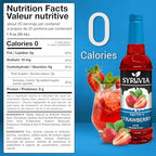 Syruvia Sugar-Free Strawberry Syrup, Flavored Syrup for Drinks, Cocktails, Lemonades, Iced Teas, and Desserts – 25.4 fl oz