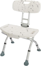 Folding Bath Bench Adjustable Height, Lightweight Compact and Small Shower Chair Seat Stable Bathroom Stool with Backrest Non-Slip, Bathtub Stool for Seniors, White