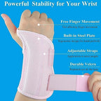 Carpal Tunnel Wrist Brace, Adjustable Wrist Support Brace, Night Wrist Sleep Supports Splints Arm Stabilizer (Left Hand, S/M, Pink)
