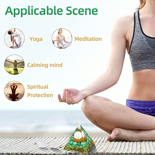 Hopeseed Orgone Pyramid Flower of Life Crystals and Healing Stones Orgonite Pyramids for Positive Energy with Green Aventurine and White Jade Crystal that Promotes Prosperity and Good Luck