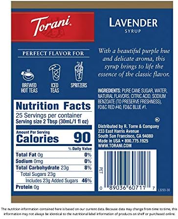 Torani Syrup, Lavender, 25.4 Ounces (Pack of 4)