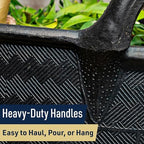 Large Bucket with Handles - 30L/8-Gal Natural Rubber Bucket - Multi Use Yard Waste Bin, Harvesting Basket for Gardening, or Utility Tub for Soaking and Washing Laundry by Kings County Tools (Black)